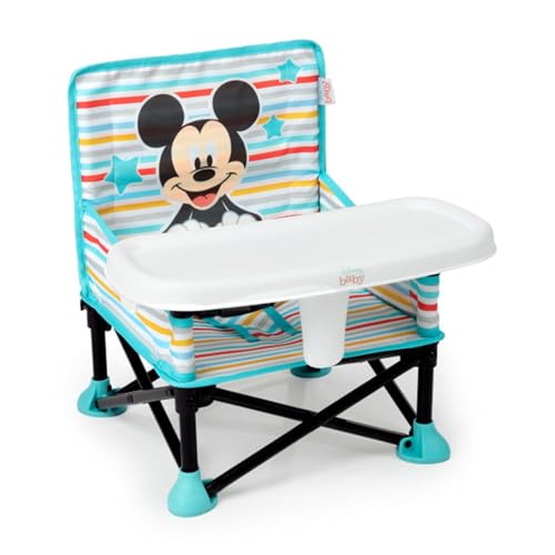 Disney Mickey Mouse Pop 'N Sit Portable Booster, Indoor/Outdoor Use, Floor Seat with Feeding Tray, Blue, 6 Mos - 3 Yrs
