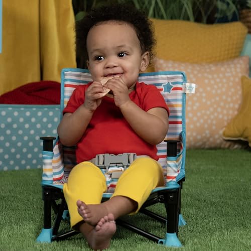 Disney Mickey Mouse Pop 'N Sit Portable Booster, Indoor/Outdoor Use, Floor Seat with Feeding Tray, Blue, 6 Mos - 3 Yrs