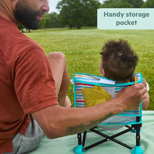 Disney Mickey Mouse Pop 'N Sit Portable Booster, Indoor/Outdoor Use, Floor Seat with Feeding Tray, Blue, 6 Mos - 3 Yrs
