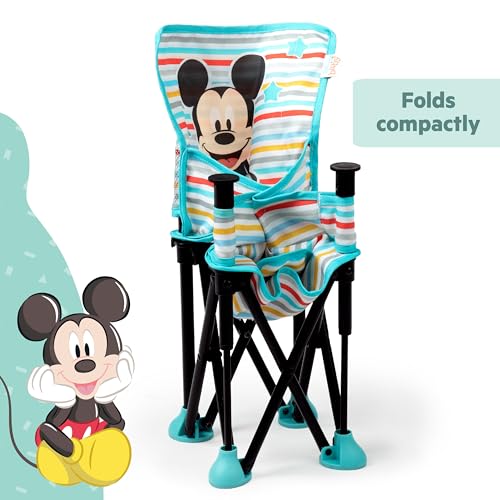 Disney Mickey Mouse Pop 'N Sit Portable Booster, Indoor/Outdoor Use, Floor Seat with Feeding Tray, Blue, 6 Mos - 3 Yrs
