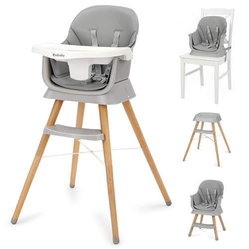 6 in 1 Wooden High Chairs for Babies and Toddlers, Convertible Portable High Chair, Booster Seat for Dining Table,Toddlers Chair with Adjustable Legs & Dishwasher Safe Tray