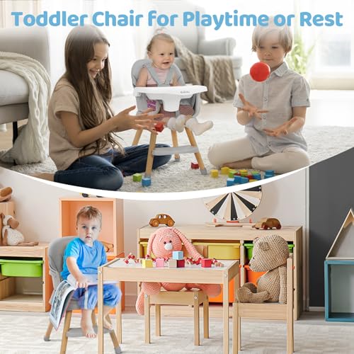 6 in 1 Wooden High Chairs for Babies and Toddlers, Convertible Portable High Chair, Booster Seat for Dining Table,Toddlers Chair with Adjustable Legs & Dishwasher Safe Tray