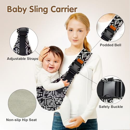 Baby Sling Carrier,Toddler Carrier, 2026 New Baby Carrier Newborn to Toddler,Portable Lightweight Non-Slip Hip Seat Carrier 10-30lbs(Black)