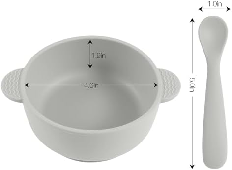 Silicone Baby Feeding Set, 3 Pack Baby Bowls with Suction and 3 Pack Baby Spoons for Babies Toddlers Kids, BPA Free, Baby Utensils Feeding Supplies, Microwave and Dishwasher Safe