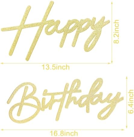 Happy Birthday Sign for Backdrop - Glitter Felt Happy Birthday Letter Sign for Balloon Arch Birthday Party Balloon Arch Backdrop Decorations for Birthday Party Baby Shower - Gold