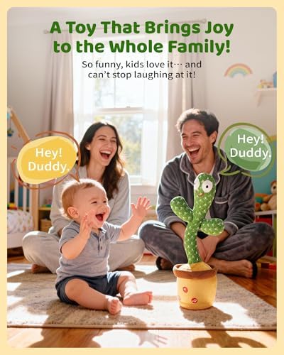 Adjustable Volume Dancing Talking Cactus Toy for Baby Toddler, Boys Girls Gifts Singing Mimicking Recording Repeating What You Say Baby Toys with 120 English Songs