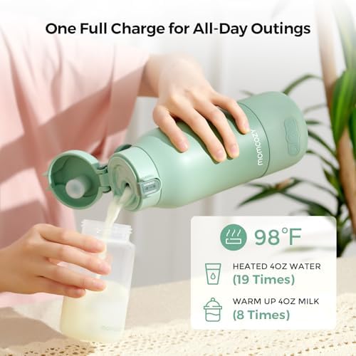 Portable Bottle Warmer for Travel – Dual Heating Modes for Breast Milk & Water, Portable Milk Warmer with Fast Heating & Long Battery Life, 17 Ounces Large Capacity to Meet Your All-Day Needs