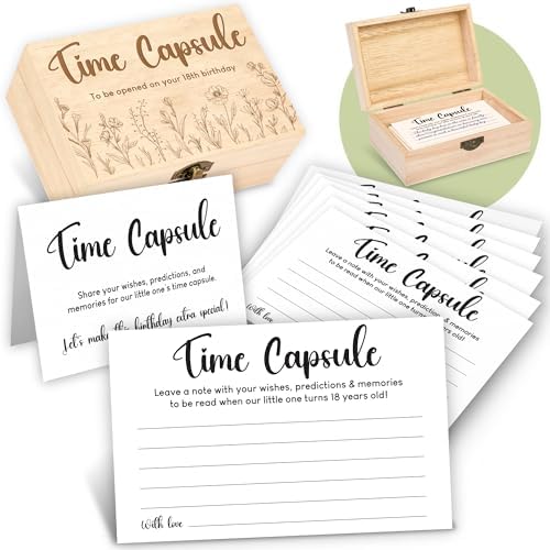 Time Capsule Box 1st Birthday - Baby Time Capsule For First Birthday Party Games, 1st Birthday Party Activities For Guests, Time Capsule Cards 1st Birthday Keepsake Gifts For Babies Girl