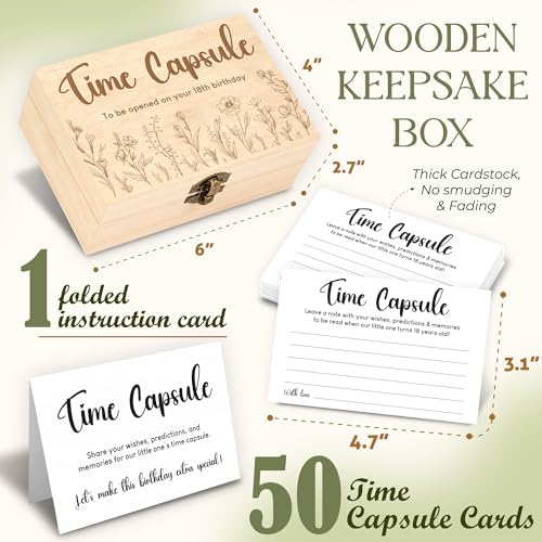 Time Capsule Box 1st Birthday - Baby Time Capsule For First Birthday Party Games, 1st Birthday Party Activities For Guests, Time Capsule Cards 1st Birthday Keepsake Gifts For Babies Girl