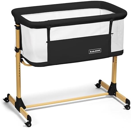 3 in 1 Baby Bassinet with Wheels, Portable Bedside Sleeper for Baby with 6 Adjustable Heights and Foam Mattress, Baby Bedside Crib for Newborns and Infants