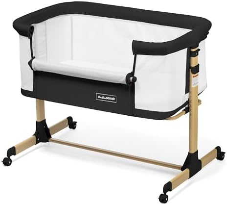 3 in 1 Baby Bassinet with Wheels, Portable Bedside Sleeper for Baby with 6 Adjustable Heights and Foam Mattress, Baby Bedside Crib for Newborns and Infants