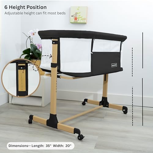 3 in 1 Baby Bassinet with Wheels, Portable Bedside Sleeper for Baby with 6 Adjustable Heights and Foam Mattress, Baby Bedside Crib for Newborns and Infants