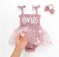 Baby Girl 1st Birthday Clothes One Year Old Tulle Romper Sleeveless Bodysuit Cake Smash Outfits