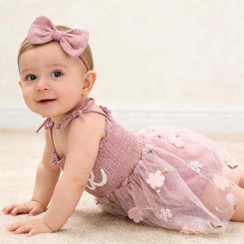 Baby Girl 1st Birthday Clothes One Year Old Tulle Romper Sleeveless Bodysuit Cake Smash Outfits