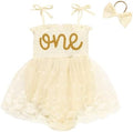 Baby Girl 1st Birthday Clothes One Year Old Tulle Romper Sleeveless Bodysuit Cake Smash Outfits