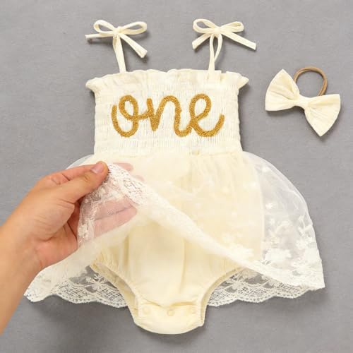 Baby Girl 1st Birthday Clothes One Year Old Tulle Romper Sleeveless Bodysuit Cake Smash Outfits