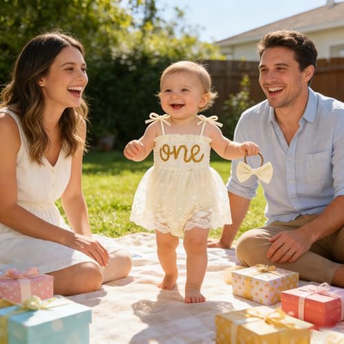 Baby Girl 1st Birthday Clothes One Year Old Tulle Romper Sleeveless Bodysuit Cake Smash Outfits