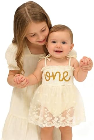 Baby Girl 1st Birthday Clothes One Year Old Tulle Romper Sleeveless Bodysuit Cake Smash Outfits