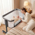 Baby Bassinet Bedside Sleeper, Bedside Bassinets for Baby, Newborn Bassinet Bedside Sleeper with Wheels, Full Breathable Mesh, 6-Height Adjustable, Lockable Wheels, Easy to Assemble