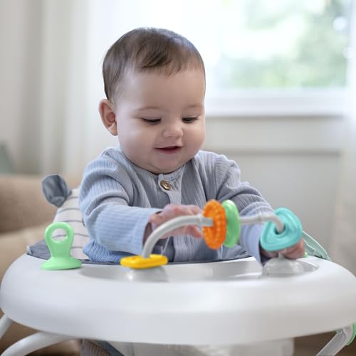 Smooth Strides Activity Baby Walker - Chambray, Developmental Walker, 3 Adjustable Heights, Toys Included, 6M-12M