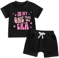 Baby Girl First Birthday Outfit In My One Year Old Era Top Short Sleeve 1st Birthday Shirt + Casual Shorts Set