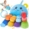 8-in-1 Baby Sensory Tummy Time Toys 3-6 Months Developmental Infant Toys 0-6 Months, Newborn Baby Toys for Boy Girl Gift Montessori Rattle Teething Octopus Toy