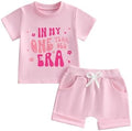 Baby Girl First Birthday Outfit In My One Year Old Era Top Short Sleeve 1st Birthday Shirt + Casual Shorts Set