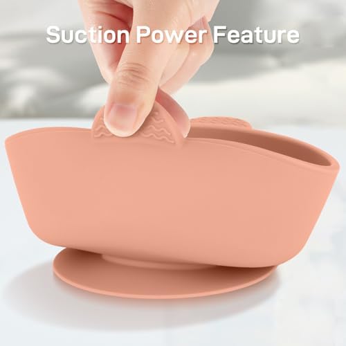 3 Pack Baby Bowls with Suction and 3 Pack Baby Spoons, BPA Free, Silicone Baby Feeding Set for Babies Toddler Kids, Microwave and Dishwasher Safe