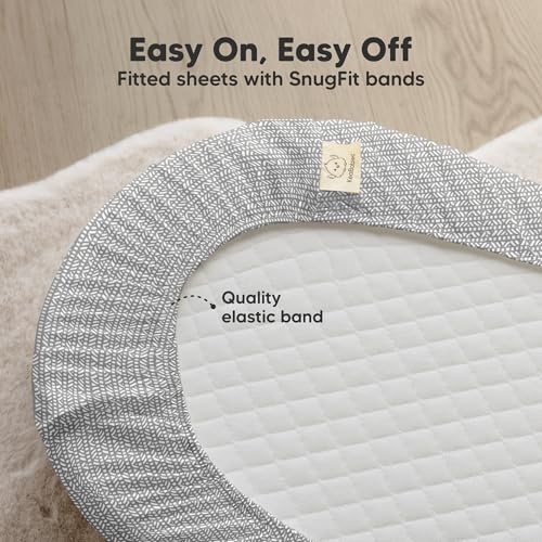 2-Pack Organic Baby Bassinet Sheets Boys, Girls - 100% Cotton Bassinet Mattress Sheets Compatible with Halo Bassinest Swivel Sleeper, Graco, Baby Delight, Universal Bassinet Fitted Sheets (Nordic)