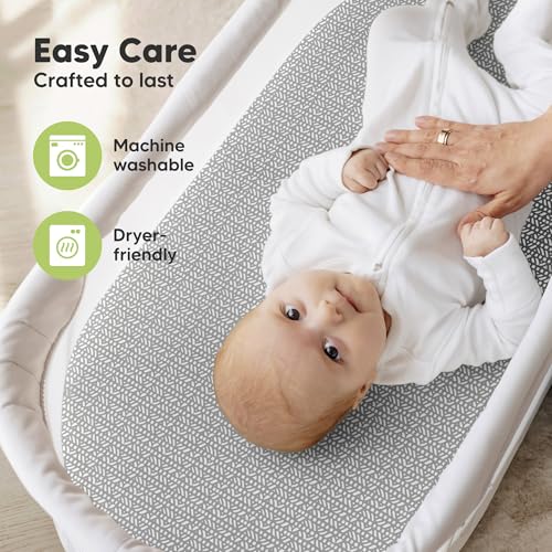 2-Pack Organic Baby Bassinet Sheets Boys, Girls - 100% Cotton Bassinet Mattress Sheets Compatible with Halo Bassinest Swivel Sleeper, Graco, Baby Delight, Universal Bassinet Fitted Sheets (Nordic)