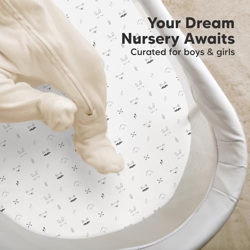 2-Pack Organic Baby Bassinet Sheets Boys, Girls - 100% Cotton Bassinet Mattress Sheets Compatible with Halo Bassinest Swivel Sleeper, Graco, Baby Delight, Universal Bassinet Fitted Sheets (Nordic)