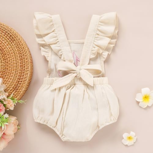 Baby Girls First Birthday Outfits Ruffle 1st Birthday Romper Backless Bodysuit Cake Smash Outfits