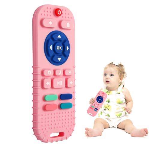 Silicone Teething Toys for Babies 0-6 Months, Teethers for Babies 6-12 Months, Remote Teether for Baby, Sensory Toys for Babies, Baby Chew Toys