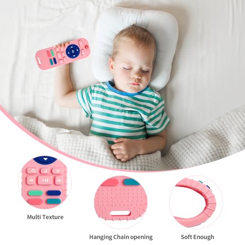 Silicone Teething Toys for Babies 0-6 Months, Teethers for Babies 6-12 Months, Remote Teether for Baby, Sensory Toys for Babies, Baby Chew Toys