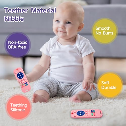 Silicone Teething Toys for Babies 0-6 Months, Teethers for Babies 6-12 Months, Remote Teether for Baby, Sensory Toys for Babies, Baby Chew Toys