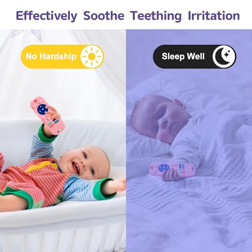 Silicone Teething Toys for Babies 0-6 Months, Teethers for Babies 6-12 Months, Remote Teether for Baby, Sensory Toys for Babies, Baby Chew Toys