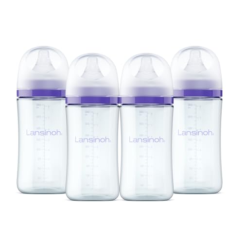 Glass Baby Bottles, Anti-Colic, 8 Ounces, 4 Count Bottles for Feeding, Baby Essentials, Includes 4 Medium Flow Nipples, Size M