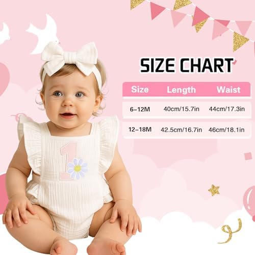 Baby Girl First Birthday Outfit 1st Birthday Sweet Cotton Romper With Headband Cake Smash Photo Shoot Clothes