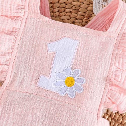 Baby Girl First Birthday Outfit 1st Birthday Sweet Cotton Romper With Headband Cake Smash Photo Shoot Clothes