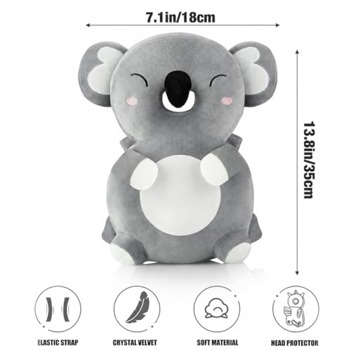 Baby Head Protection Backpack, Toddler Walking Head Protector, Adjustable Head Protector Pad Safety Cushion (Koala Grey)