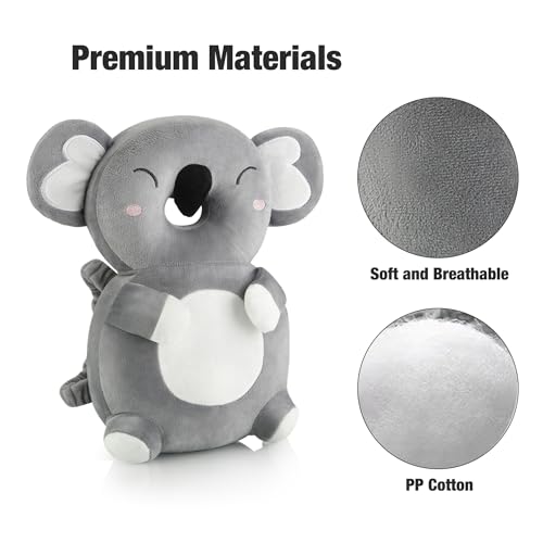 Baby Head Protection Backpack, Toddler Walking Head Protector, Adjustable Head Protector Pad Safety Cushion (Koala Grey)