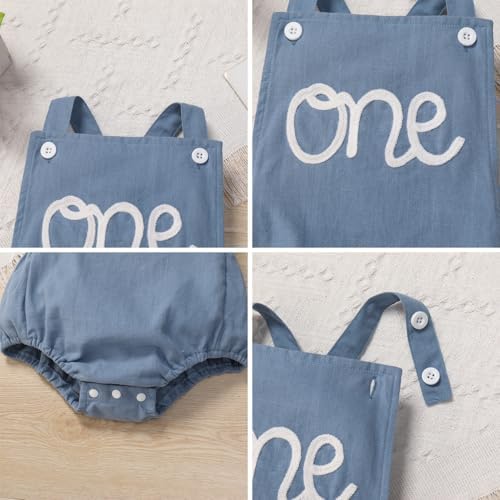 Baby Girls Boys Boho 1st Birthday Outfit Backless Overalls Romper for Cake Smash Photo Shoot