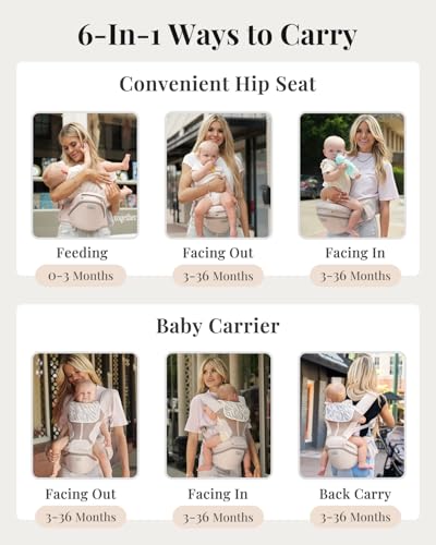 Pro Baby Carrier, Safety-Certified 6-in-1 Ultra Storage Baby Carrier Newborn to Toddler, Front & Back Baby Holder Carrier with Hip Seat, Soft Pink