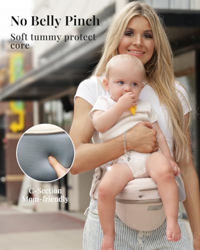 Pro Baby Carrier, Safety-Certified 6-in-1 Ultra Storage Baby Carrier Newborn to Toddler, Front & Back Baby Holder Carrier with Hip Seat, Soft Pink