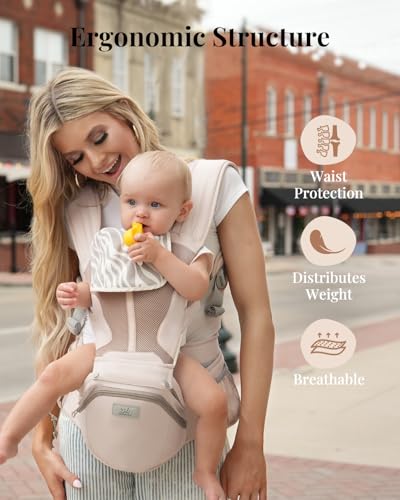 Pro Baby Carrier, Safety-Certified 6-in-1 Ultra Storage Baby Carrier Newborn to Toddler, Front & Back Baby Holder Carrier with Hip Seat, Soft Pink
