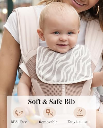 Pro Baby Carrier, Safety-Certified 6-in-1 Ultra Storage Baby Carrier Newborn to Toddler, Front & Back Baby Holder Carrier with Hip Seat, Soft Pink