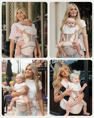 Pro Baby Carrier, Safety-Certified 6-in-1 Ultra Storage Baby Carrier Newborn to Toddler, Front & Back Baby Holder Carrier with Hip Seat, Soft Pink