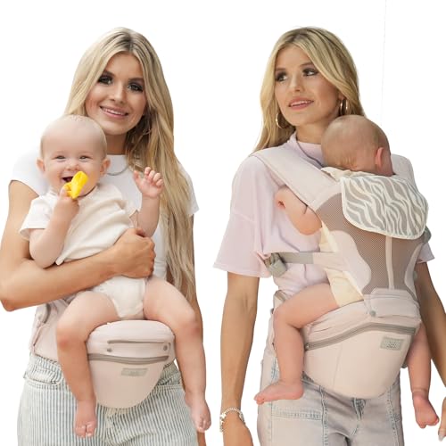 Pro Baby Carrier, Safety-Certified 6-in-1 Ultra Storage Baby Carrier Newborn to Toddler, Front & Back Baby Holder Carrier with Hip Seat, Soft Pink