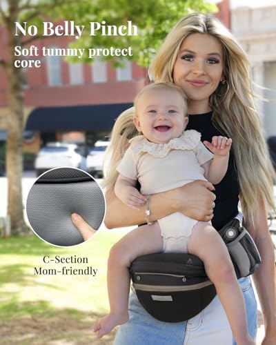 StowNGO Pro Baby Carrier, Safety-Certified 6-in-1 Ultra Storage Baby Carrier Newborn to Toddler, Front & Back Baby Holder Carrier with Hip Seat, Pure Black