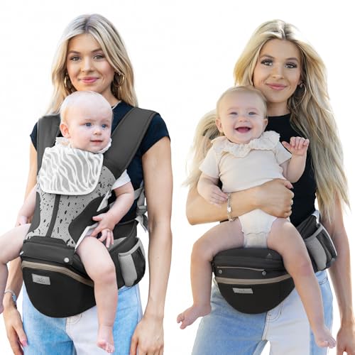 StowNGO Pro Baby Carrier, Safety-Certified 6-in-1 Ultra Storage Baby Carrier Newborn to Toddler, Front & Back Baby Holder Carrier with Hip Seat, Pure Black